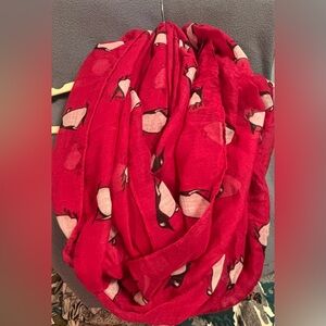 Pink Penguin Print Infinity Scarf